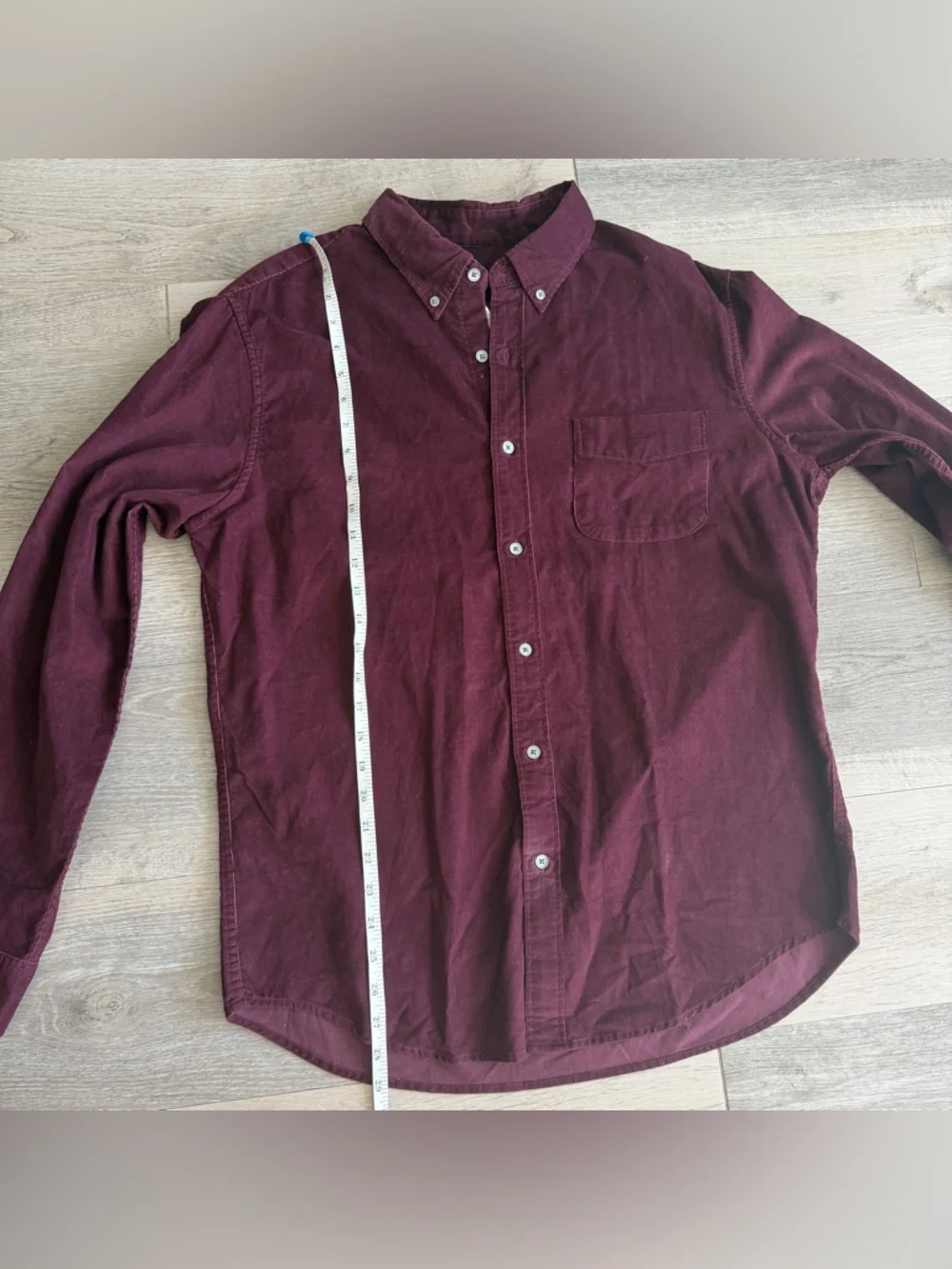 NWT J Crew Men Long-Sleeve Cotton Corduroy Button-Down Shirt Maroon/Burgundy L
